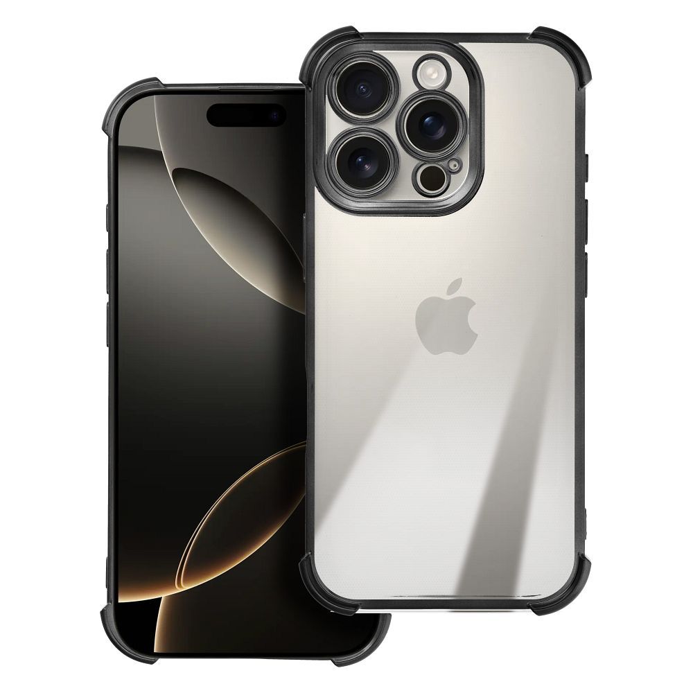 Vystužený priehľadný obal pre iPhone 16 Pro Max čierny