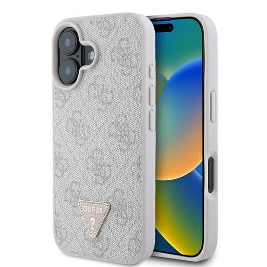 GUESS obal pre iPhone 16 Plus GUHCP16MP4TDPP (PU Leather 4G Triangle Strass) ružový