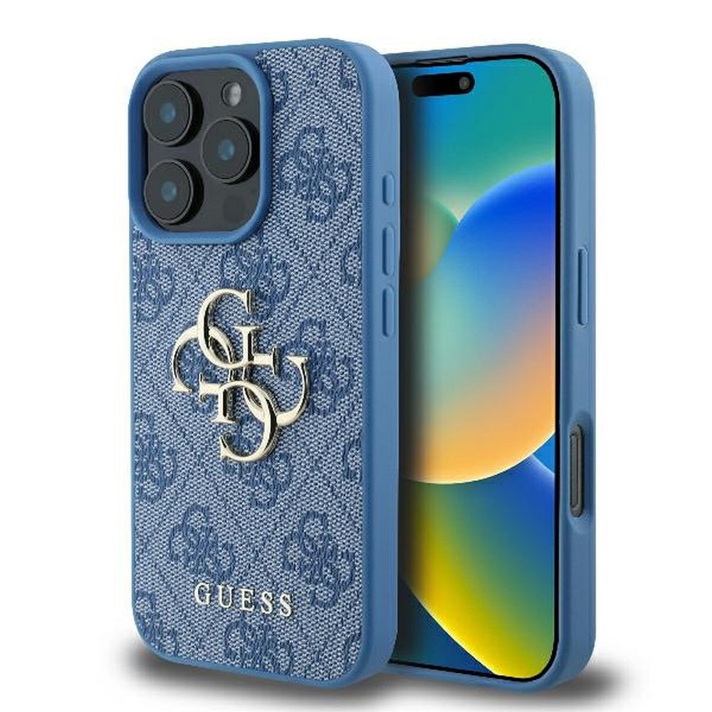 GUESS obal pre iPhone 16 Pro GUHCP16L4GMGBL (4G PU Big Logo) modrý