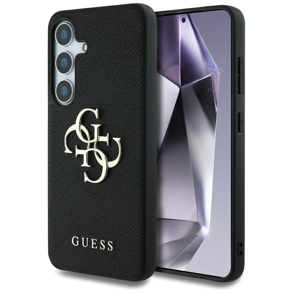 GUESS obal pre SAMSUNG S25 GUHCS25SPGT4MBK (PU Grained Big 4G and Classic Logo) čierny