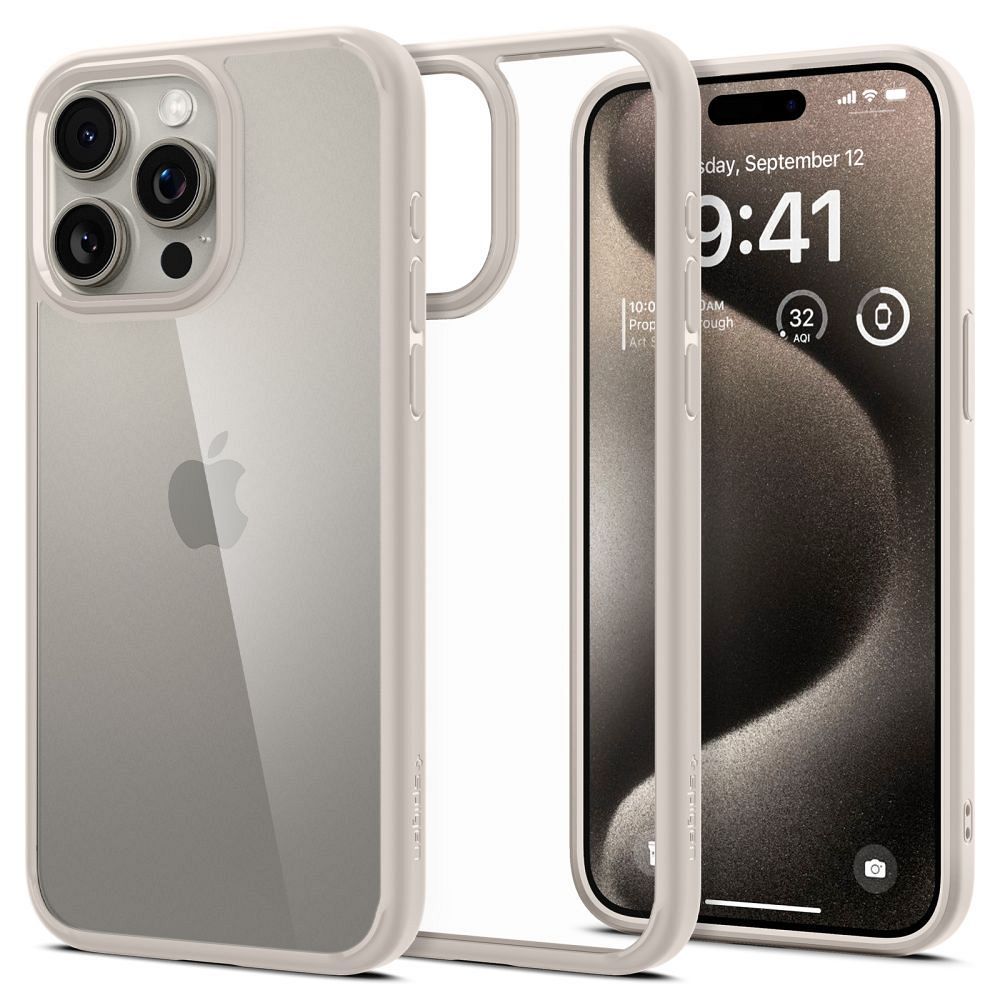 SPIGEN obal ULTRA HYBRID pre iPhone 15 Pro natural titanium