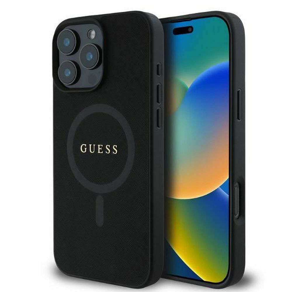 GUESS obal pre iPhone 16 Pro Max s funkciou MagSafe GUHMP16XPSAHMCK (PU Saffiano Classic Logo) čierny