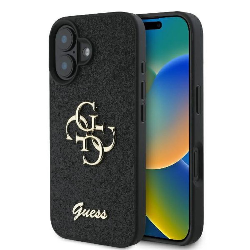 GUESS obal pre iPhone 16 Plus GUHCP16MHG4SGK (Fixed Glitter Big 4G) čierny