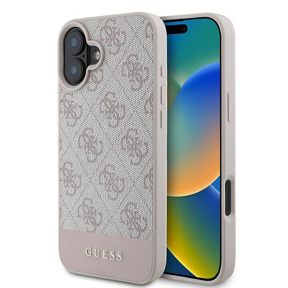 GUESS obal pre iPhone 16 Plus GUHCP16MG4GLPI (4G PU Bottom Stripe) ružový