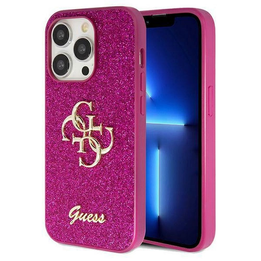 GUESS obal pre iPhone 15 Pro GUHCP15LHG4SGU (Fixed Glitter Big 4G) fialový