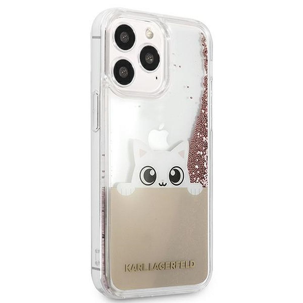 KARL LAGERFELD obal pre iPhone 13 Pro Max KLHCP13XPABGNU (Liquid Glitter Peek A Boo) ružový