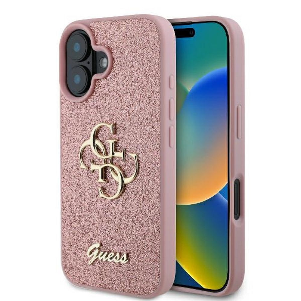 GUESS obal pre iPhone 16 Plus GUHCP16MHG4SGP (Fixed Glitter Big 4G) ružový