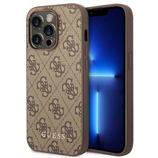 GUESS obal pre iPhone 14 Pro Max GUHCP14XG4GFBR (4G zlatý Logo) hnedý