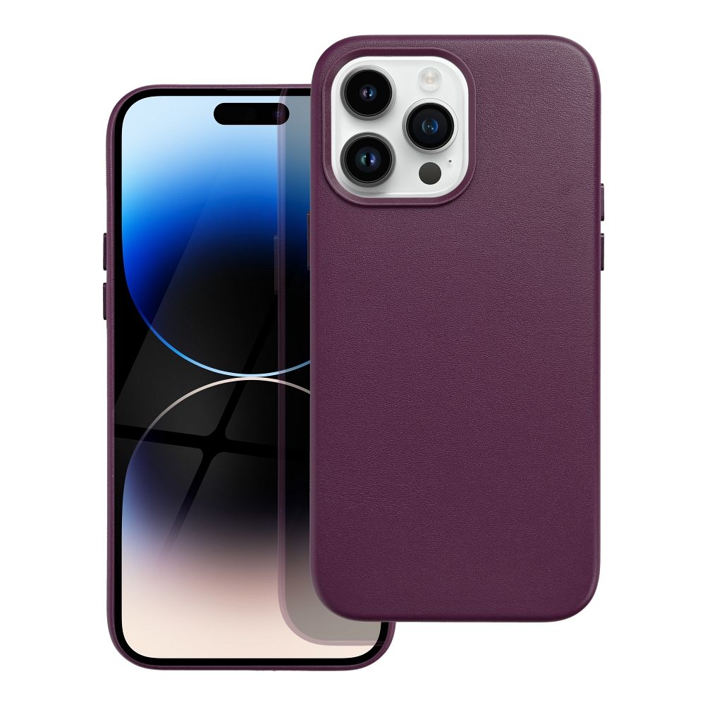 LEATHER MAG COVER obal pre iPhone 14 Pro Max dark violet