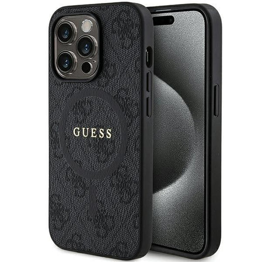 GUESS obal pre iPhone 15 Pro s funkciou MagSafe GUHMP15LG4GFRK (4G Ring classic logo) čierny