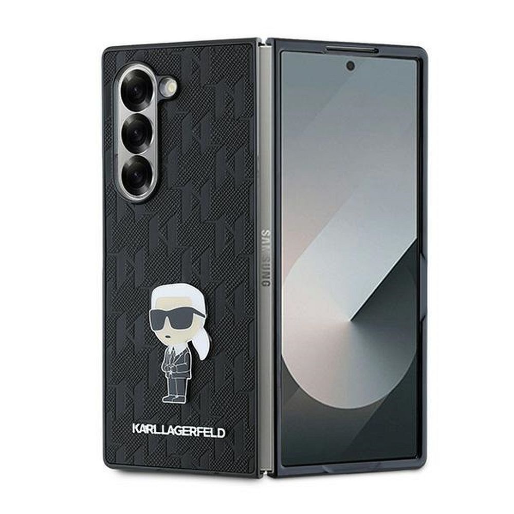 KARL LAGERFELD obal pre SAMSUNG Z Fold 6 KLHCZFD6SAPKINPK (HC Saffiano Monogram Ikonik Pin) čierny