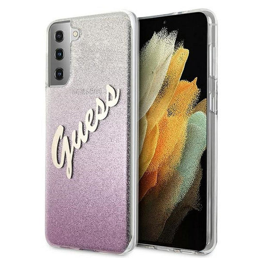 GUESS obal pre SAMSUNG S21 Plus GUHCS21MPCUGLSPI (Glitter Gradient Script) ružový