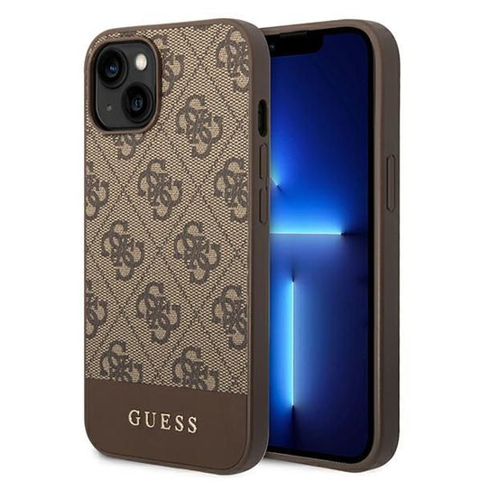 GUESS obal pre iPhone 13 / 14 / 15 GUHCP14SG4GLBR (4G Stripe Collection) hnedý