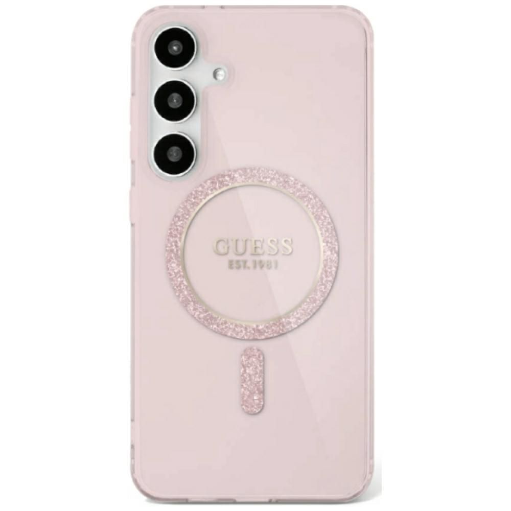 GUESS obal pre SAMSUNG S25 Ultra GUHMS25LHFGEREP (Magnetic IML Glitter Circle) ružový