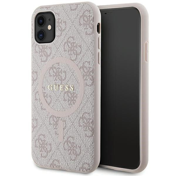 GUESS obal pre iPhone 11 s funkciou MagSafe GUHMN61G4GFRP (4G Ring classic logo) ružový