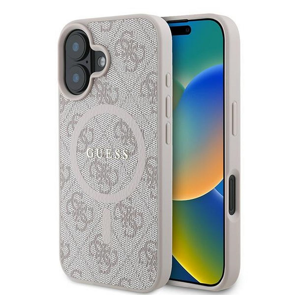 GUESS obal pre iPhone 16 Plus s funkciou MagSafe GUHMP16MG4GFRP (PU 4G Ring Classic Logo) ružový