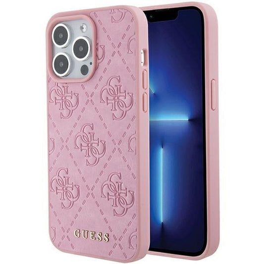 GUESS obal pre iPhone 15 Pro GUHCP15LP4EPMP (Quilted 4G Classic) ružový