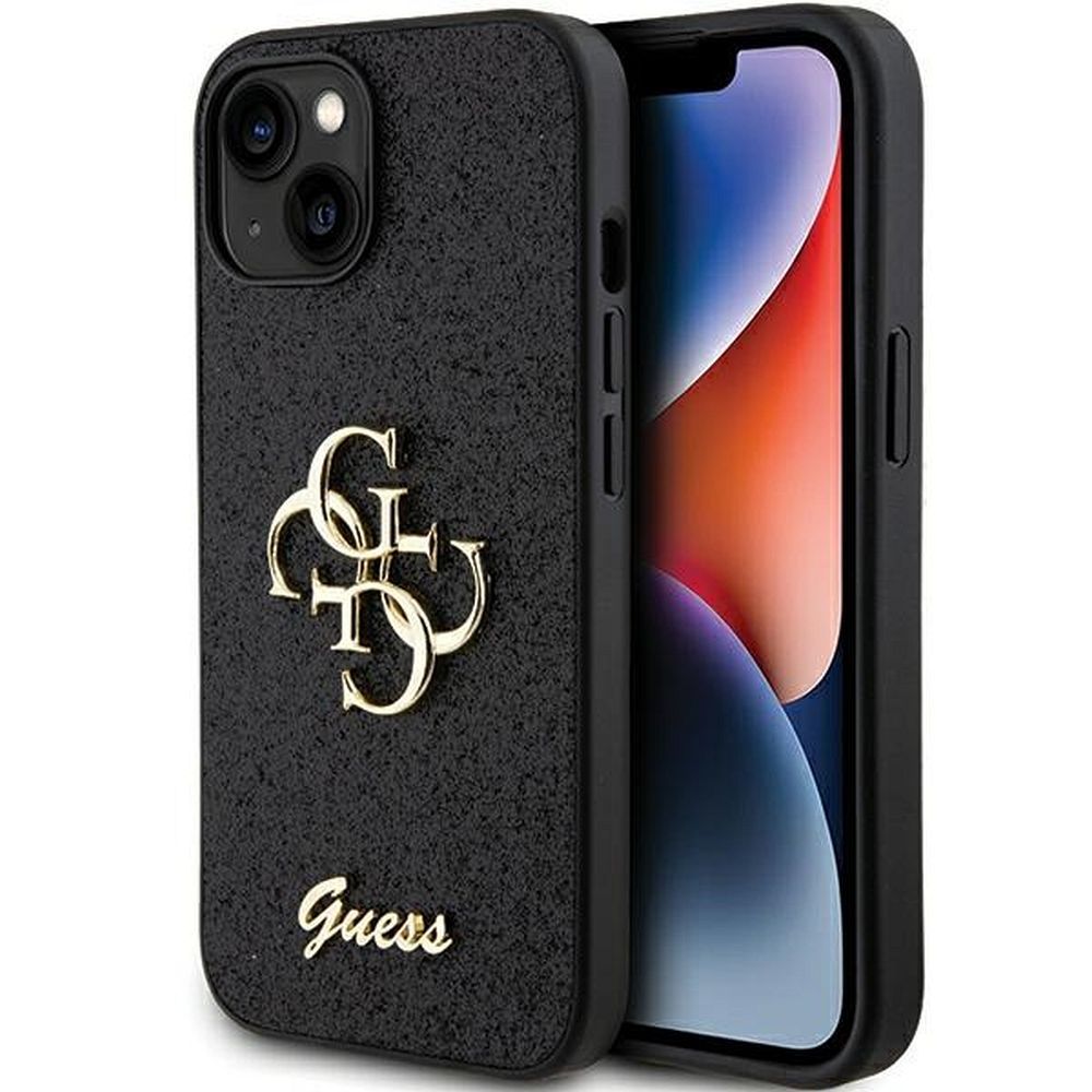 GUESS obal pre iPhone 15 GUHCP15SHG4SGK (Fixed Glitter Big 4G) čierny