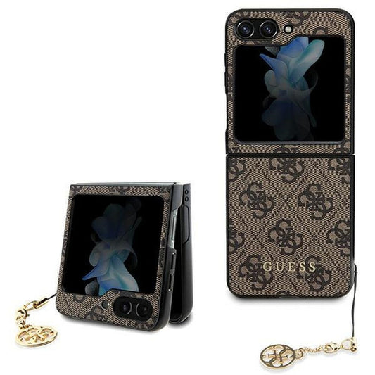 GUESS obal pre SAMSUNG Z Flip 5 GUHCZF5GF4GBR (4G Charm) hnedý