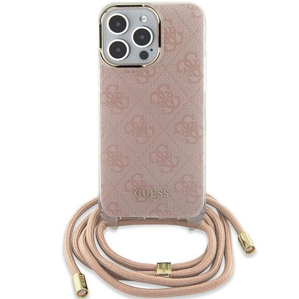 GUESS obal pre iPhone 15 GUHCP15SHC4SEP (Crossbody Cord 4G Print) ružový