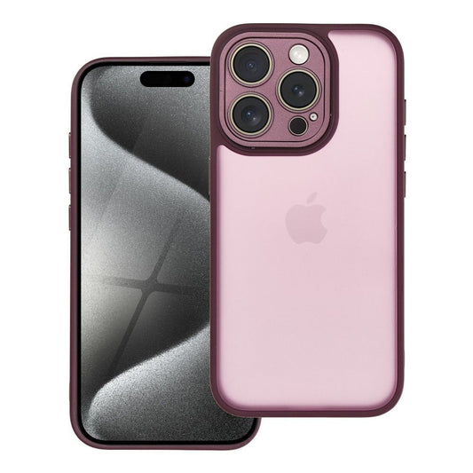 polopriehľadný obal pre iPhone 15 Pro fialový