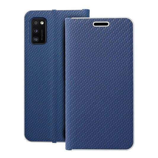 knižkový obal Carbon pre SAMSUNG A41 modrý