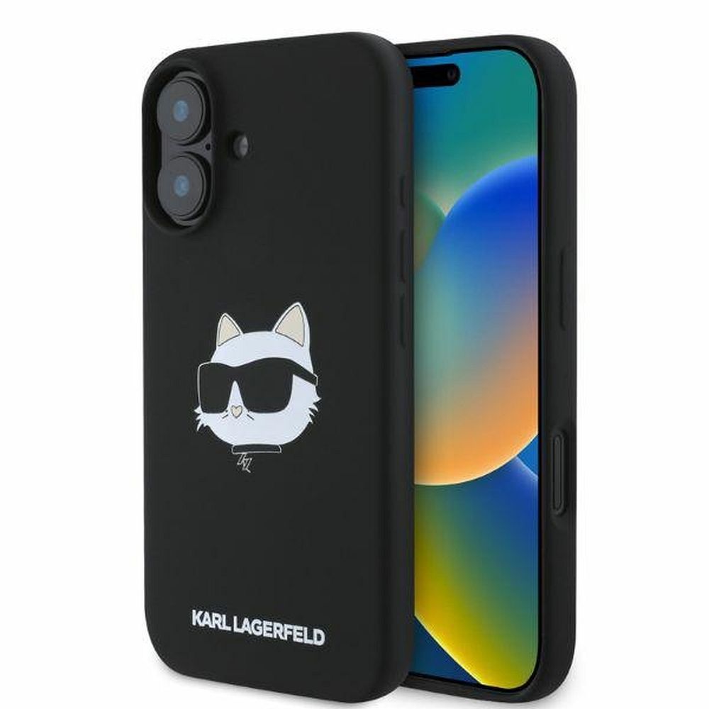 KARL LAGERFELD obal pre iPhone 16 s funkciou MagSafe KLHMP16SSCHPPLK (Sil Choupette Head Print) čierny