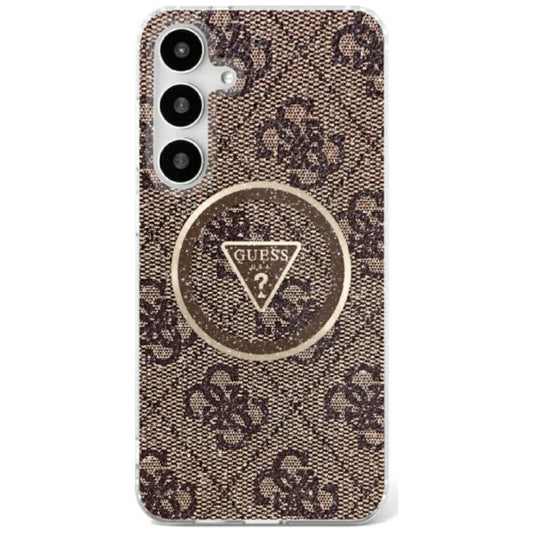 GUESS obal pre SAMSUNG S25 GUHMS25SHG4PRTGW (Magnetic IML Metal Glitter 4G Circle Triangle) hnedý