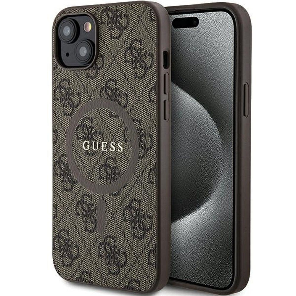 GUESS obal pre iPhone 15 Plus / 14 Plus GUHMP15MG4GFRW (Leather 4G Metal Logo) hnedý