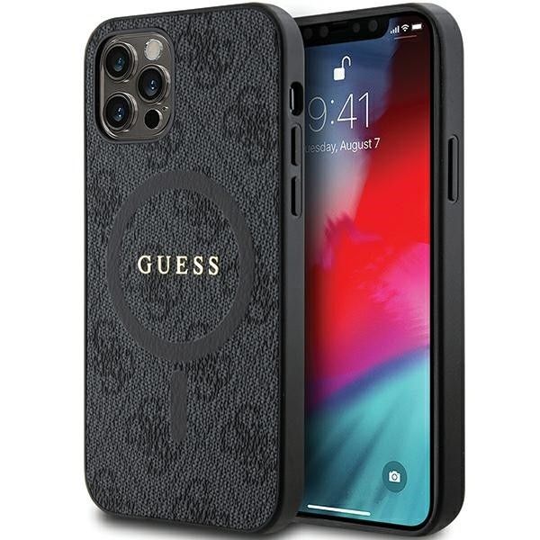 GUESS obal pre iPhone 12 / 12 Pro s funkciou MagSafe GUHMP12MG4GFRK (4G Ring classic logo) čierny