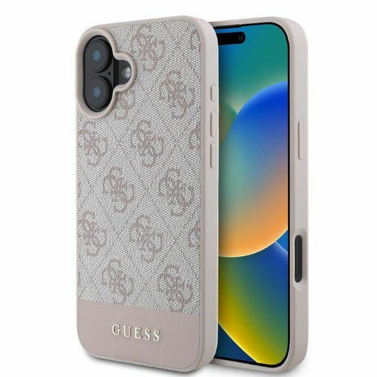 GUESS obal pre iPhone 16 GUHCP16SG4GLPI (4G PU Bottom Stripe) ružový