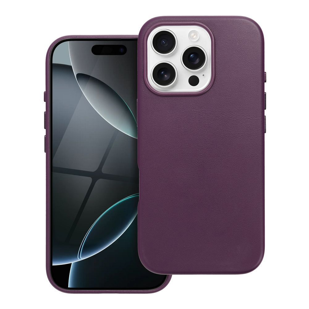 LEATHER MAG COVER obal pre iPhone 16 Pro dark violet