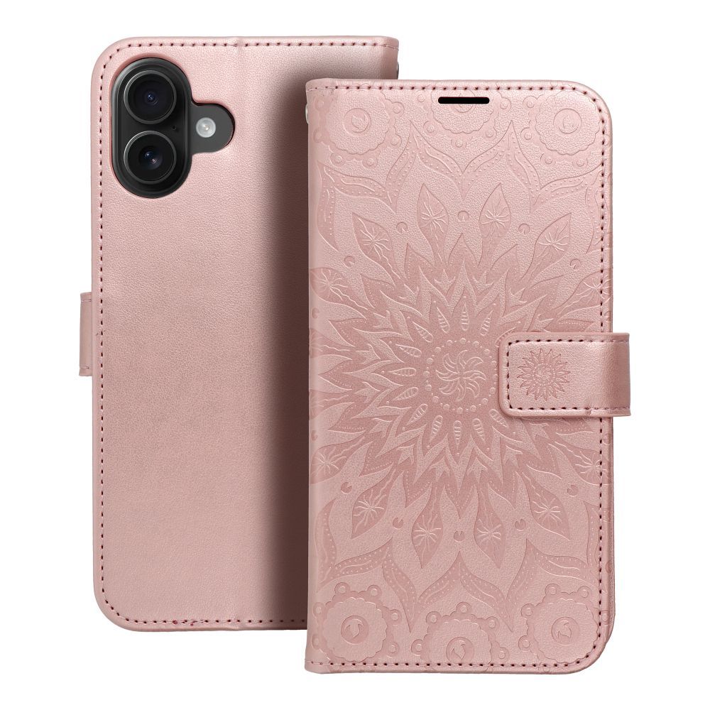 MEZZO knižkový obal pre iPhone 16 Plus mandala rose zlatý