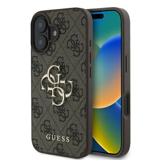 GUESS obal pre iPhone 16 GUHCP16S4GMGBR (4G PU Big Logo) hnedý