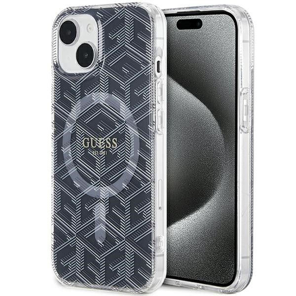 GUESS obal pre iPhone 15 s funkciou MagSafe GUHMP15SHGCUSTGK (IML GCUBE) čierny