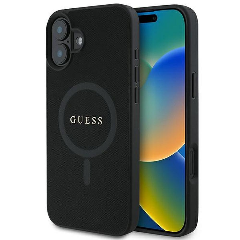 GUESS obal pre iPhone 16 Plus s funkciou MagSafe GUHMP16MPSAHMCK (PU Saffiano Classic Logo) čierny