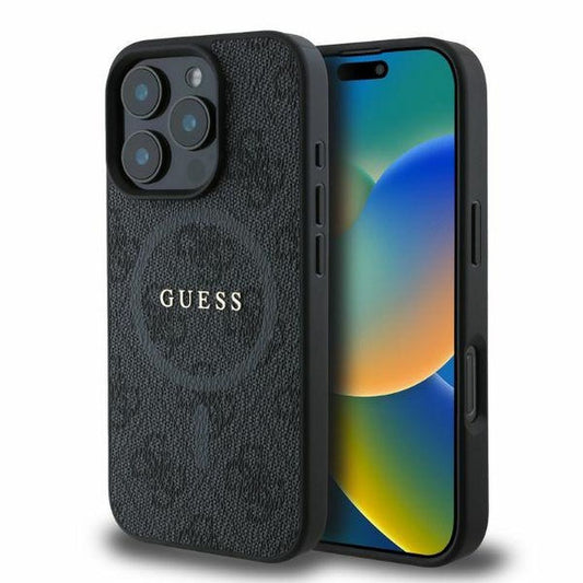 GUESS obal pre iPhone 16 Pro s funkciou MagSafe GUHMP16LG4GFRK (PU 4G Ring Classic Logo) čierny