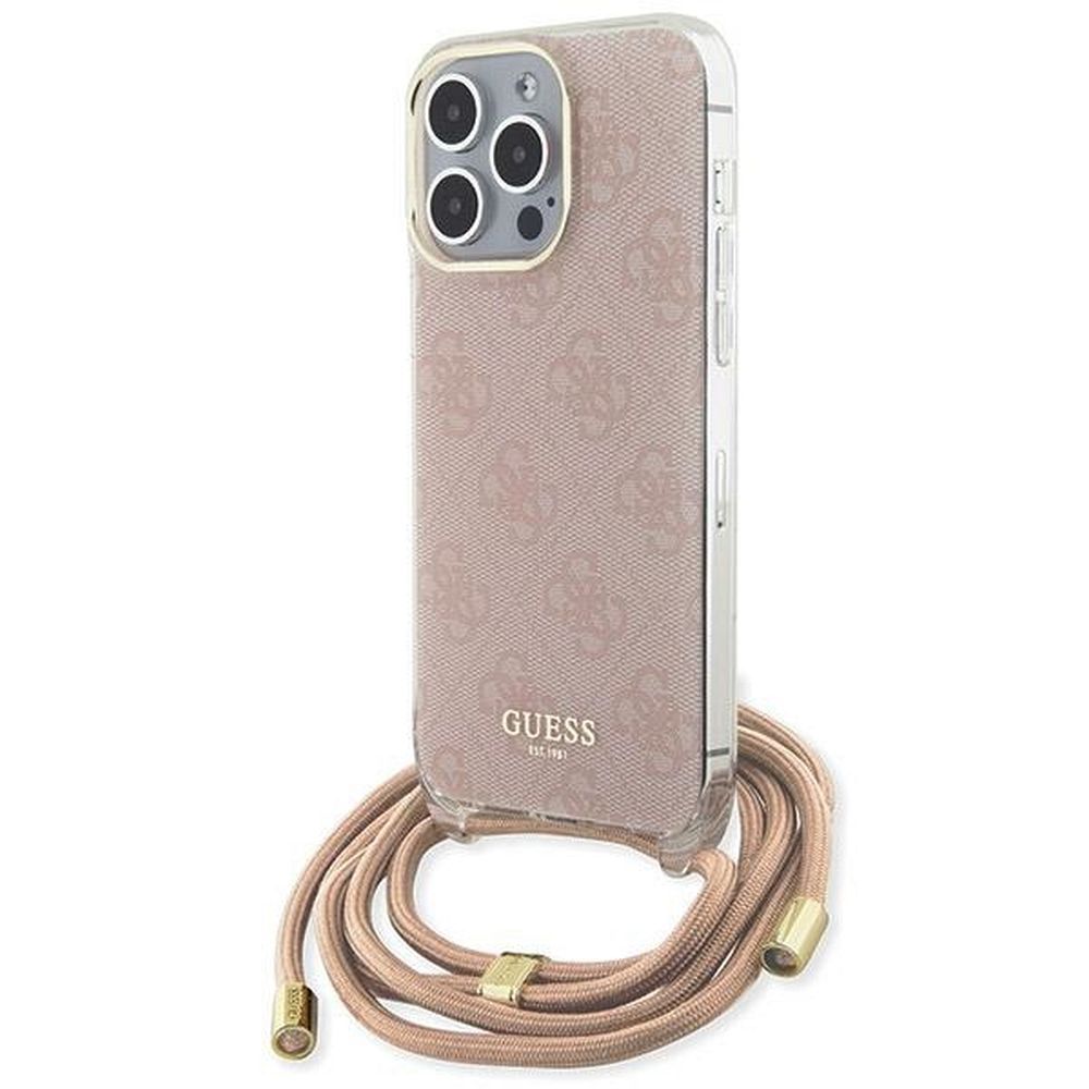 GUESS obal pre iPhone 15 Pro Max GUHCP15XHC4SEP(Crossbody Cord 4G Print) ružový