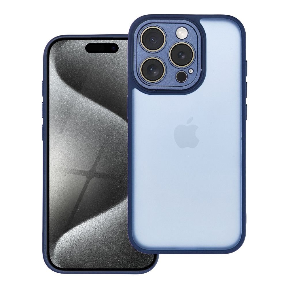 polopriehľadný obal pre iPhone 15 Pro námornícky modrý