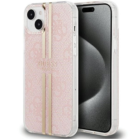 GUESS obal pre iPhone 15 GUHCP15SH4PSEGP (4G zlatý Stripe) ružový