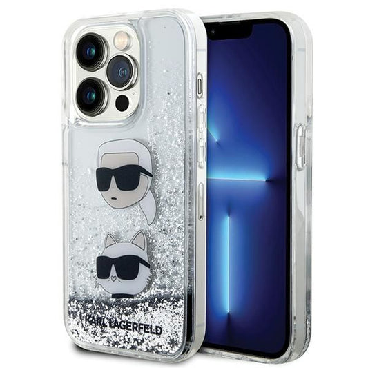 KARL LAGERFELD obal pre iPhone 14 Pro KLHCP14LLDHKCNS (Liquid Glitter KC) biely