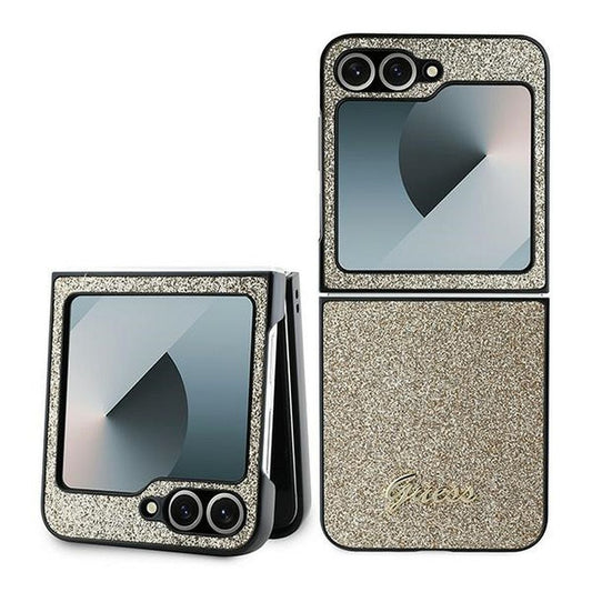 GUESS obal pre SAMSUNG Z Flip 6 GUHCZF6HGGSHD (HC PU 4G Glitter Script) zlatý