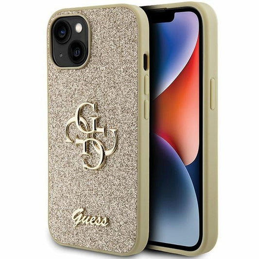 GUESS obal pre iPhone 15 Plus GUHCP15MHG4SGD (Fixed Glitter Big 4G) zlatý