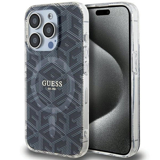 GUESS obal pre iPhone 15 Pro Max s funkciou MagSafe GUHMP15XHGCUSTGK (IML GCUBE) čierny