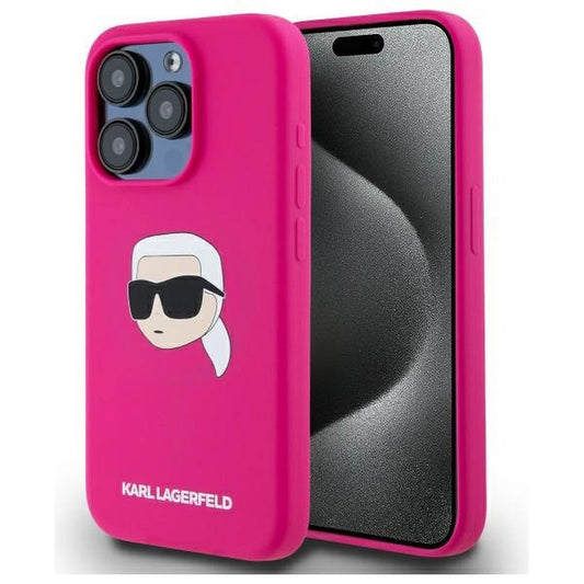 KARL LAGERFELD obal pre iPhone 15 Pro Max s funkciou MagSafe KLHMP15XSKHPPLF (SIL KL Head Print) fuschia