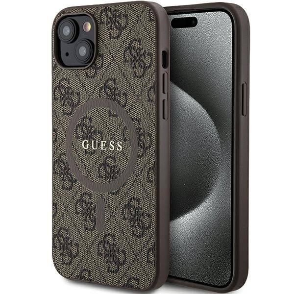 GUESS obal pre iPhone 14 s funkciou MagSafe GUHMP14SG4GFRW (4G Ring classic logo) hnedý