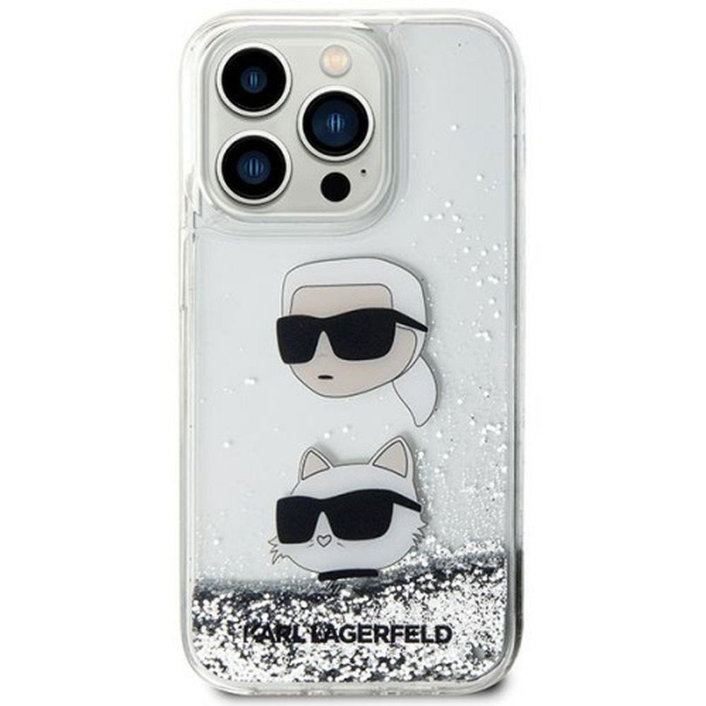 KARL LAGERFELD obal pre iPhone 14 Pro Max KLHCP14XLDHKCNS (Liquid Glitter KC) biely