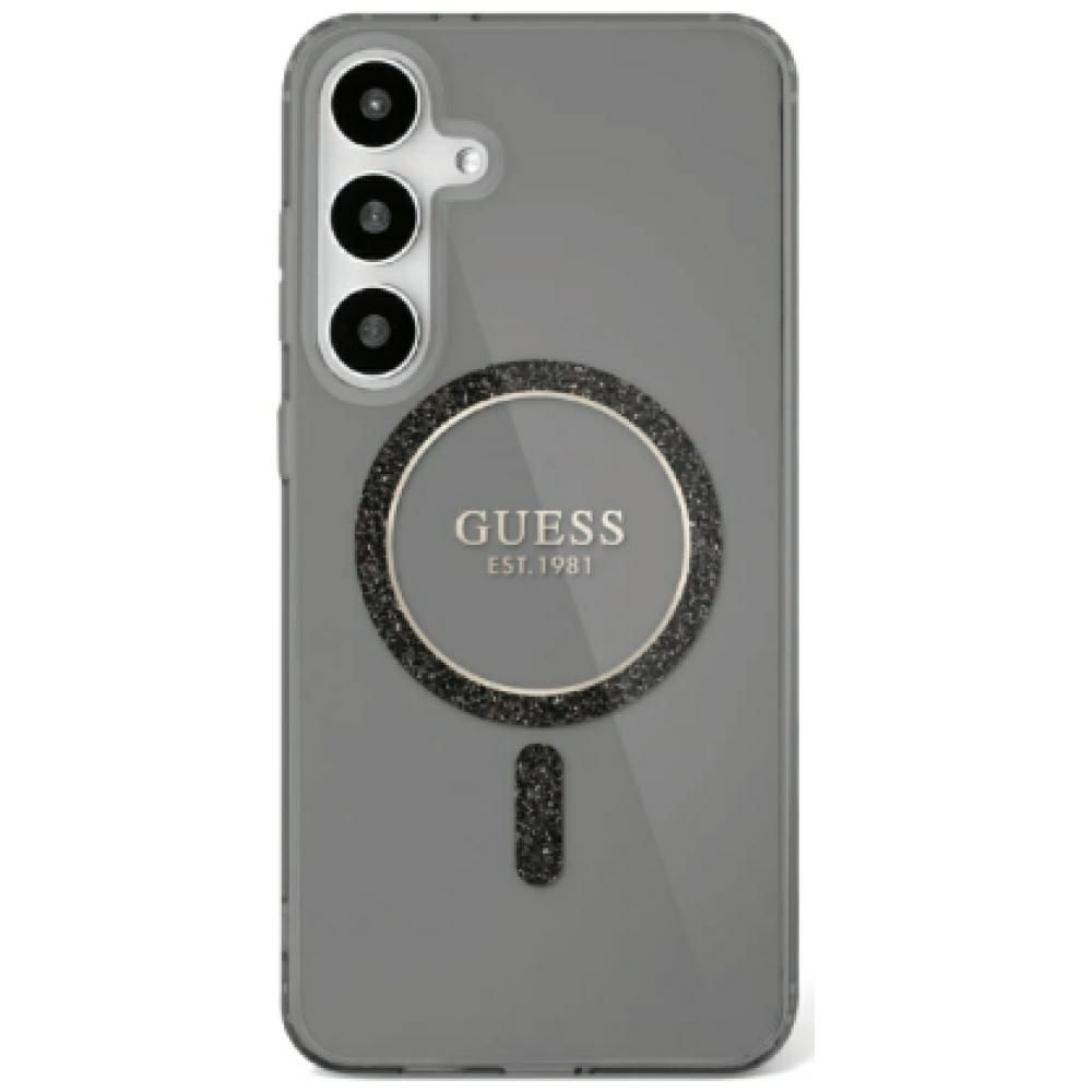 GUESS obal pre SAMSUNG S25 GUHMS25SHFGEREK (Magnetic IML Glitter Circle) čierny