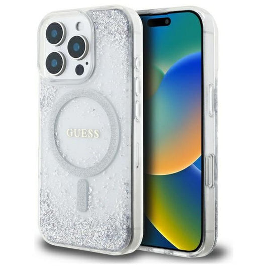 GUESS obal pre iPhone 16 Pro s funkciou MagSafe GUHMP16LRGRGES (Resin Gradient Glitter) strieborná