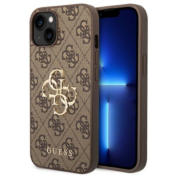 GUESS obal pre iPhone 13 / 14 / 15 GUHCP14S4GMGBR (4G Big Metal Logo) hnedý